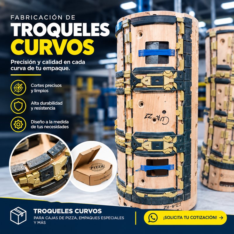 Fabricación de troqueles curvos para cajas de pizza y empaques